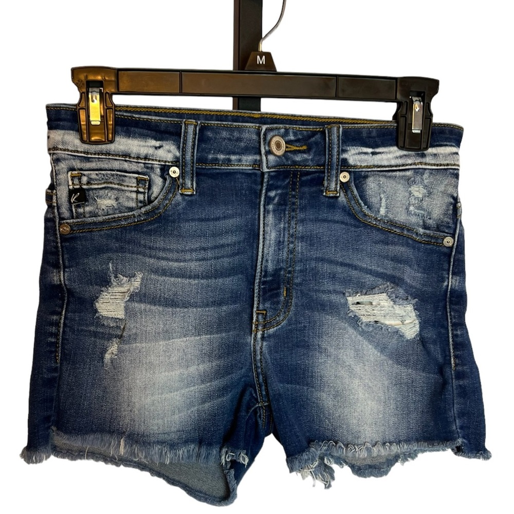 KanCan High Rise Frayed Distressed Denim Shorts, size Small